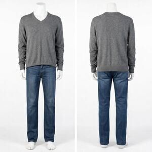 Banana Republic Men’s XL Silk Linen V-Neck Sweater Gray Lightweight Knit